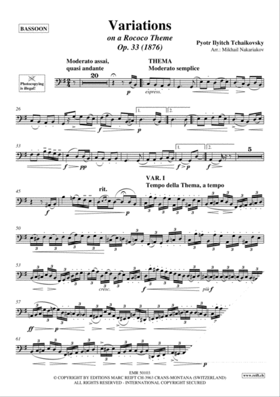 Variations On A Rococo Theme Bassoon Solo scores gallery preview page 3