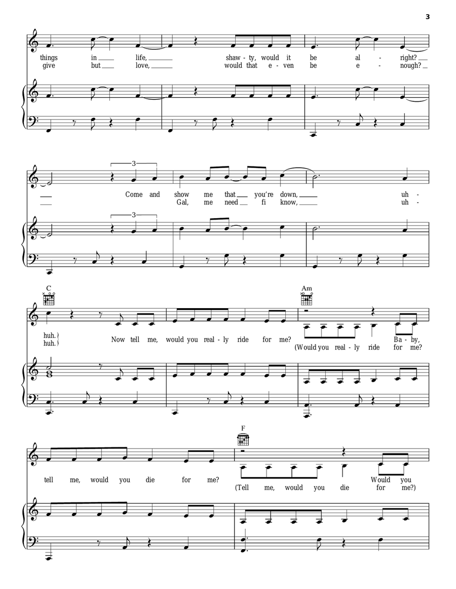 Locked Away Piano, Vocal, Guitar scores gallery preview page 3