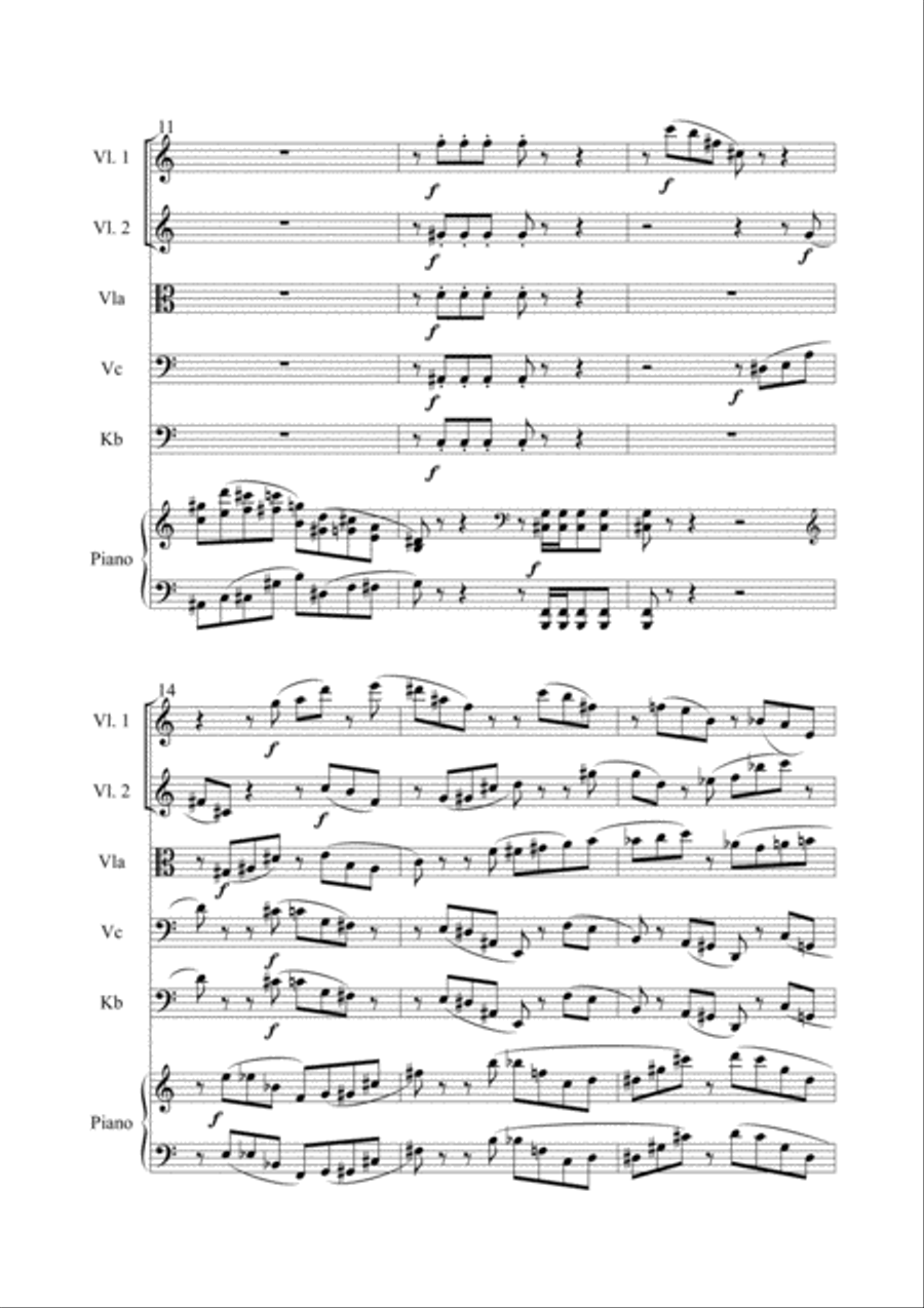 Concertino /Fantasie) für Klavier und Streichorchester String Orchestra scores gallery preview page 3