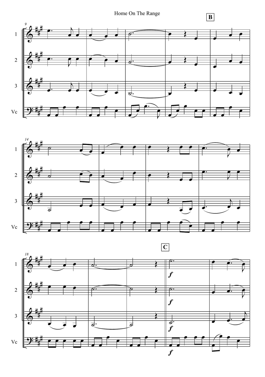 Home On The Range String Quartet scores gallery preview page 2