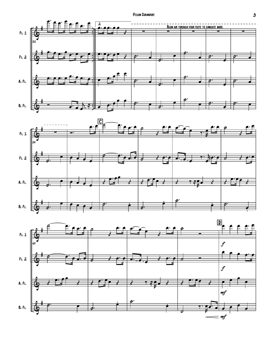 Yellow Submarine Flute Choir scores gallery preview page 4