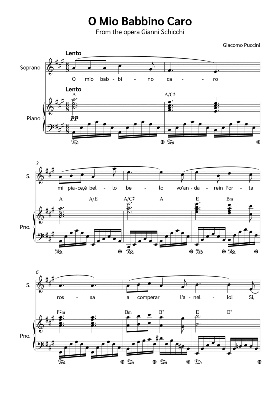 O Mio Babbino Caro Voice scores gallery preview page 1