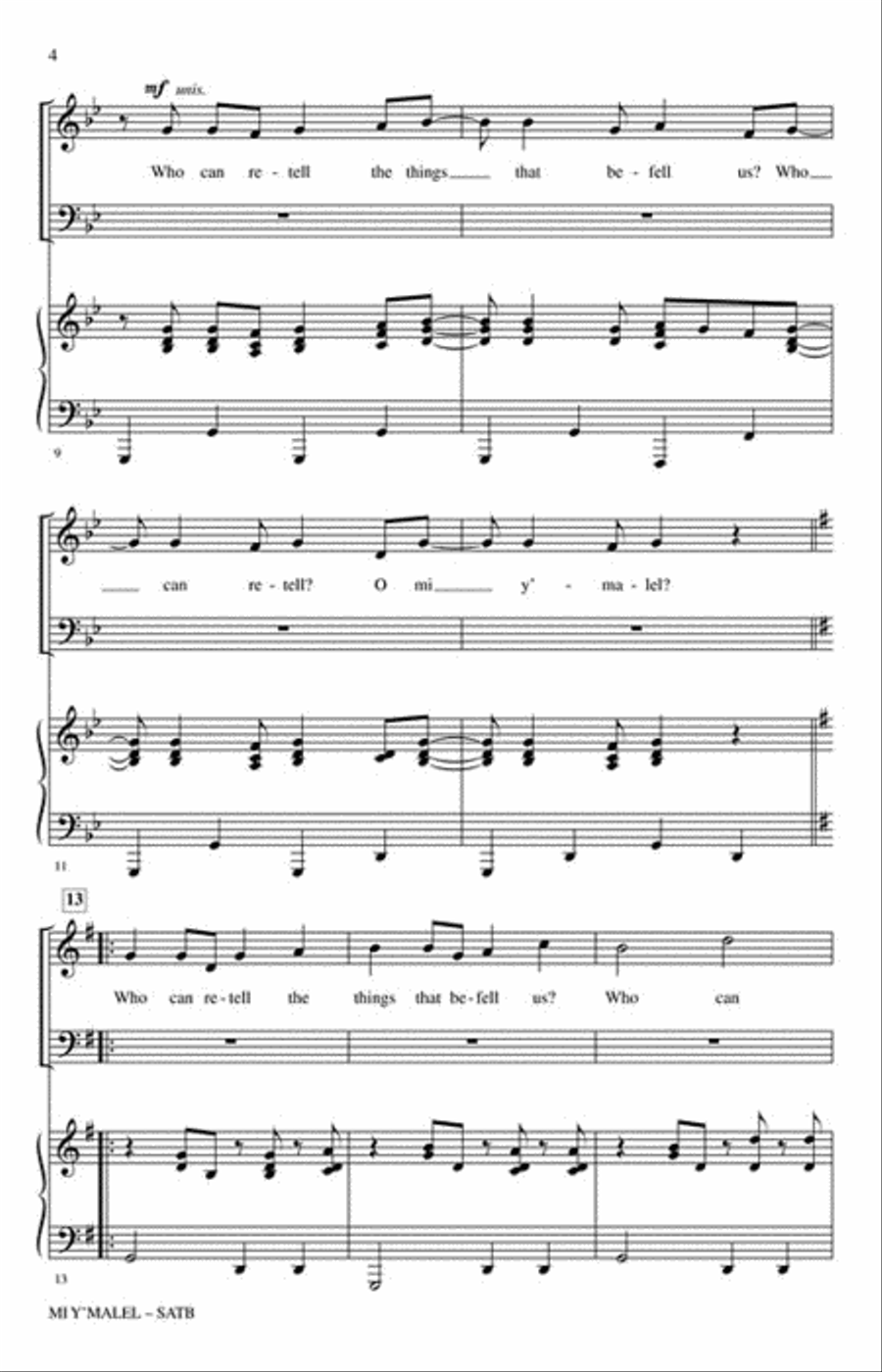 Mi Y'malel 4-Part scores gallery preview page 3