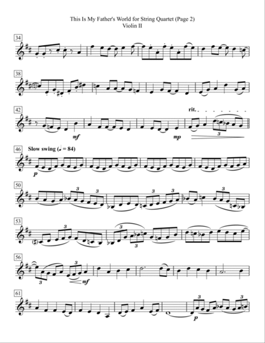 This Is My Father's World for String Quartet String Quartet scores gallery preview page 5