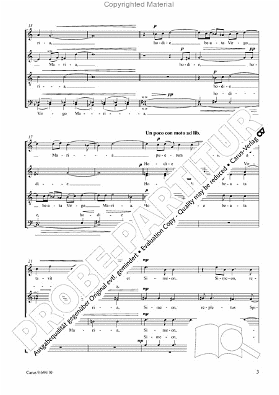 Hodie beata Virgo Maria 4-Part scores gallery preview page 4