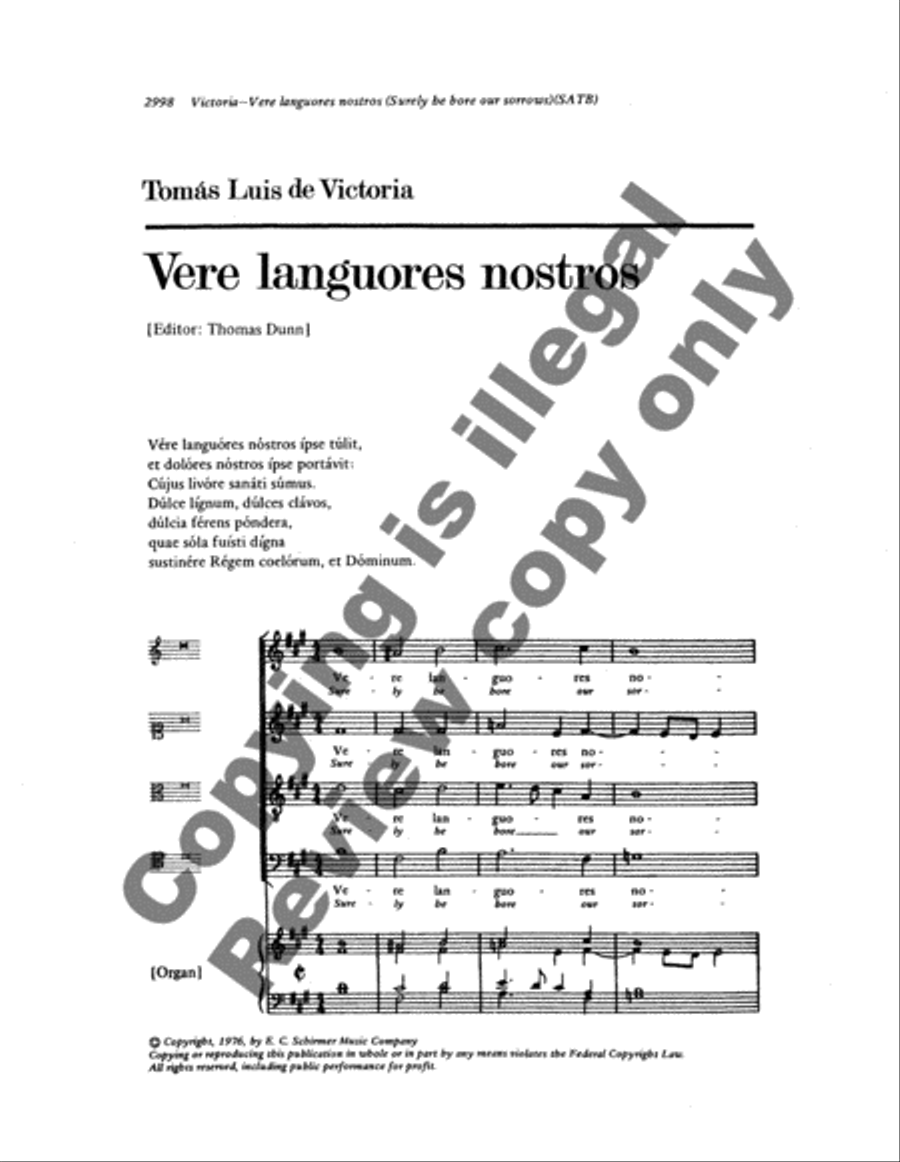 Vere languores nostros (Surely He Hath Bore Our Griefs) 4-Part scores gallery preview page 7