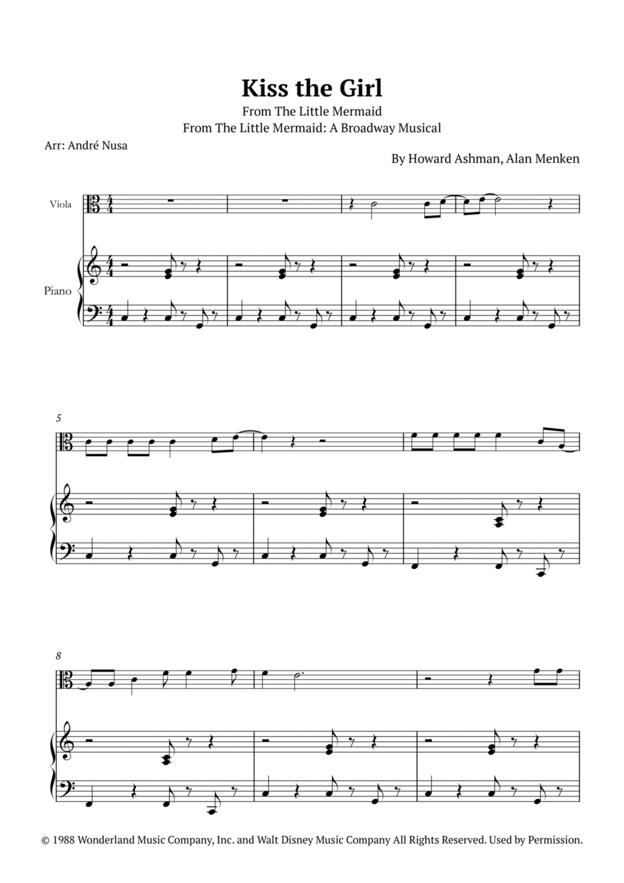 Kiss The Girl Viola scores gallery preview page 1