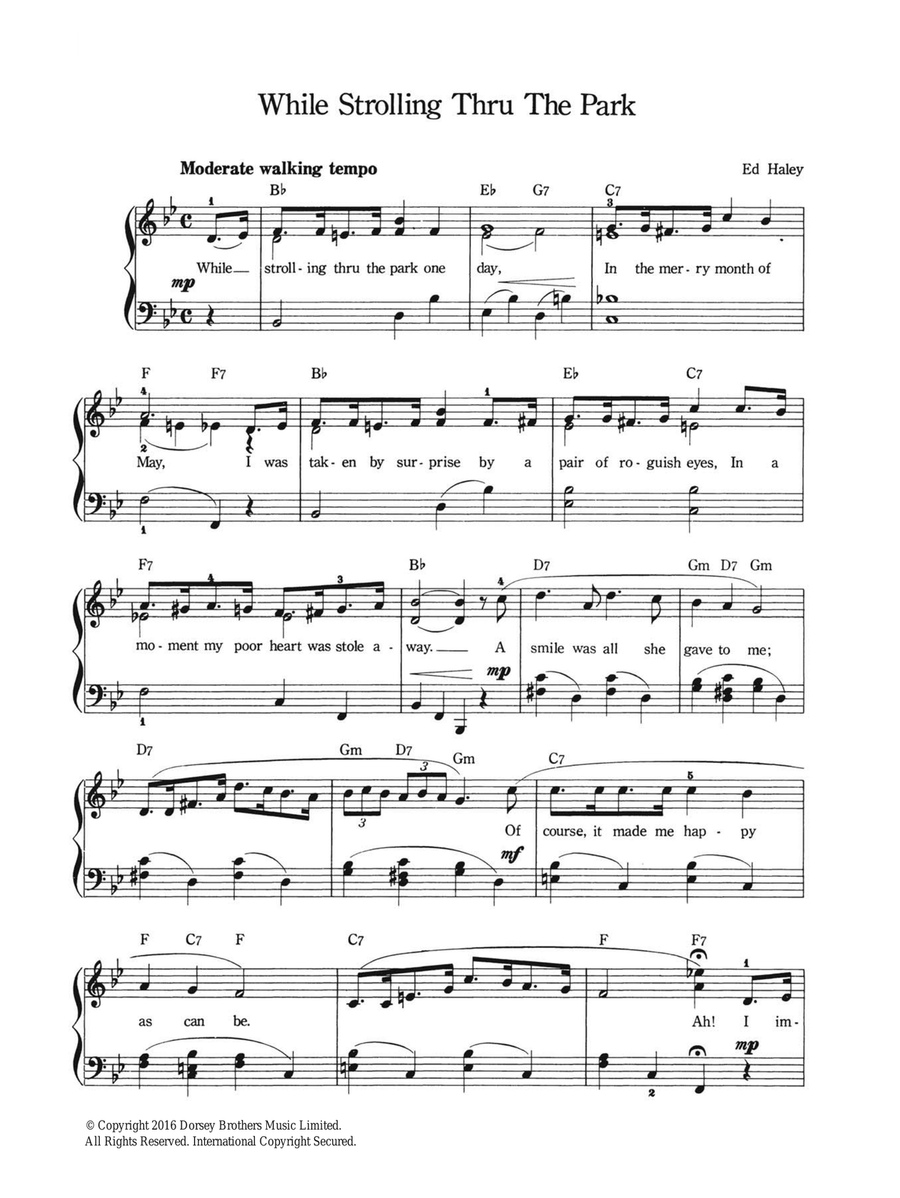 While Strolling Through The Park One Day Piano, Vocal scores gallery preview page 1