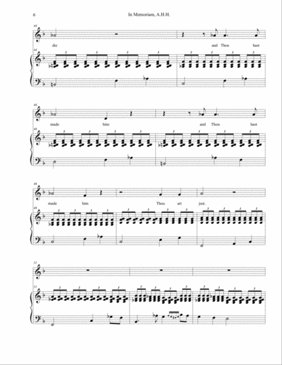 Song Cycle In Memoriam, A.H.H - for Baritone - LeGrand
