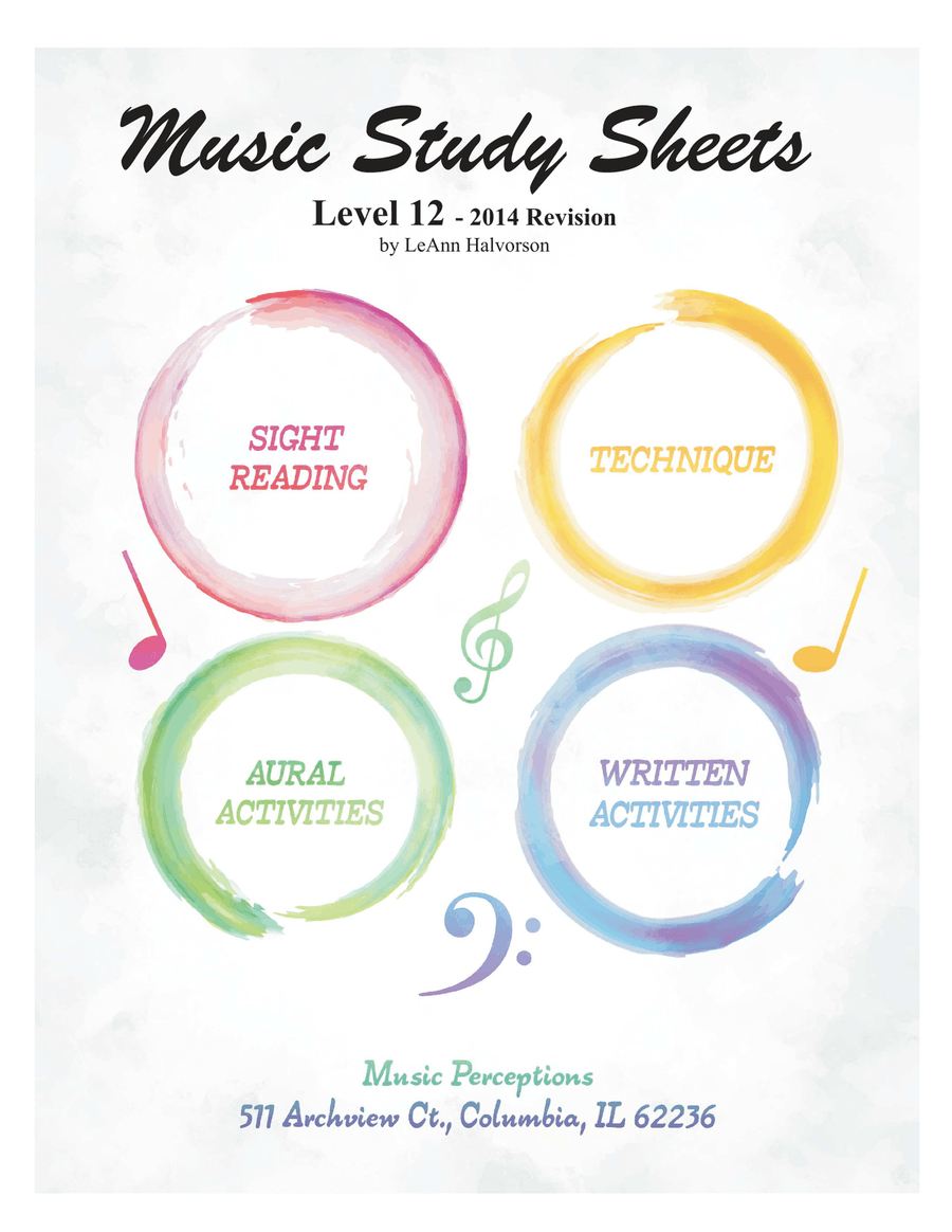 Music Study Sheets Level 12 2014 edition Piano Method scores gallery preview page 1