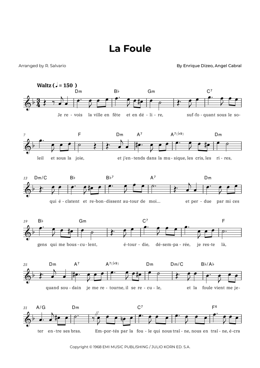 La Foule Piano scores gallery preview page 1