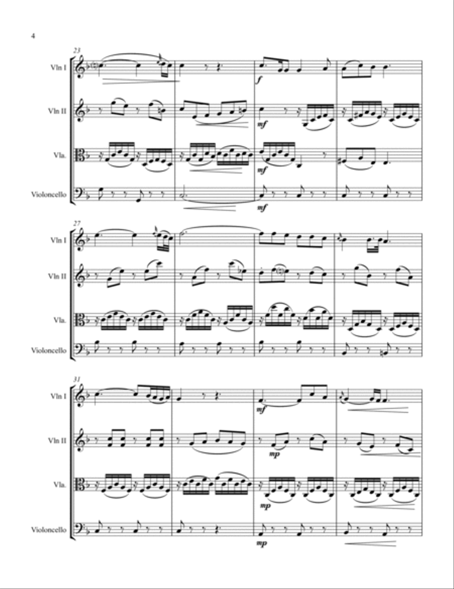 LAUDATE DOMINUM, Mozart, String Quartet, Intermediate Level String Quartet scores gallery preview page 6