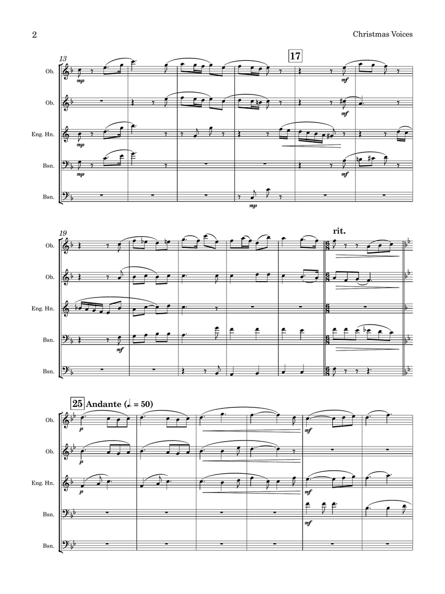 Emma Louise Ashford | Christmas Voices | for Double-Reed Quintet Woodwind Ensemble scores gallery preview page 5