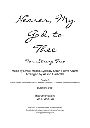 Book cover for Nearer, My God, to Thee - string trio