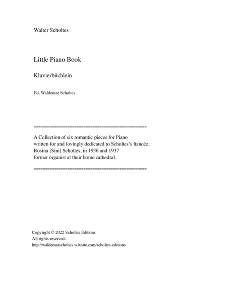 Little Piano Book / Klavierbüchlein