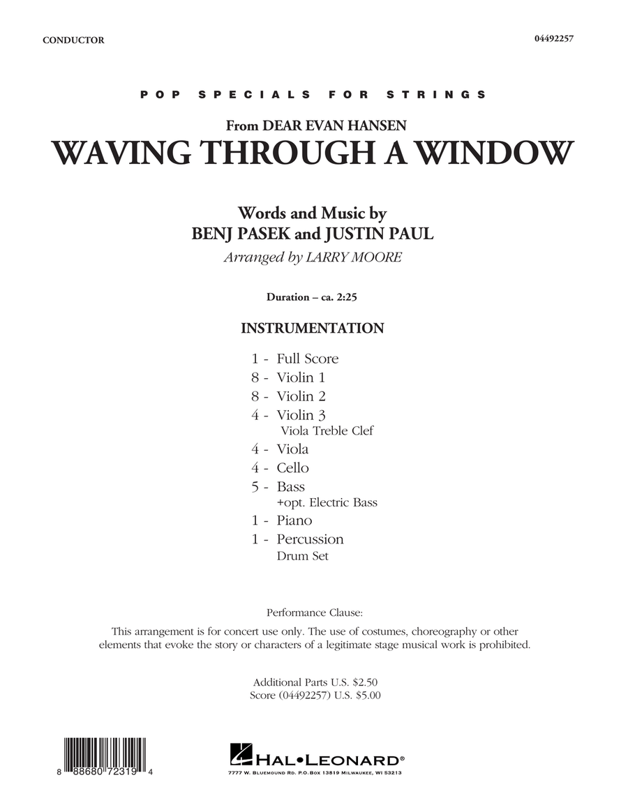 Waving Through a Window (from Dear Evan Hansen) (arr. Larry Moore) - Conductor Score (Full Score) String Orchestra scores gallery preview page 1