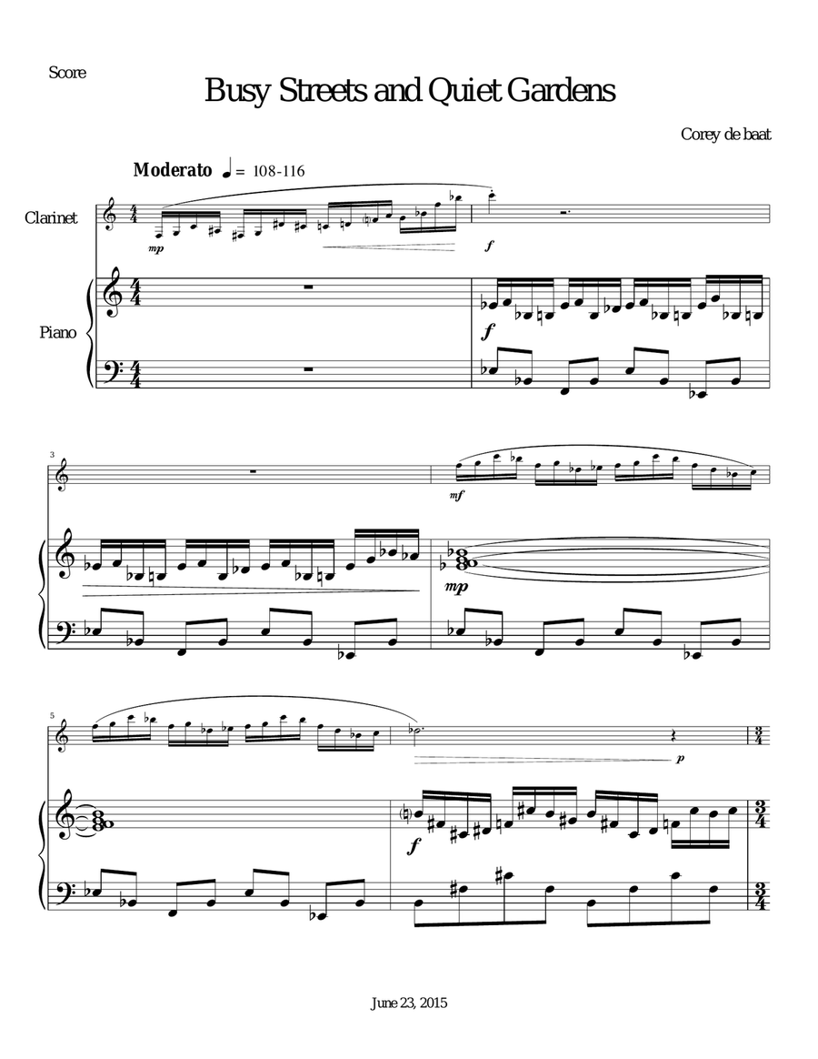 Busy Streets Quiet Gardens Clarinet Solo scores gallery preview page 2