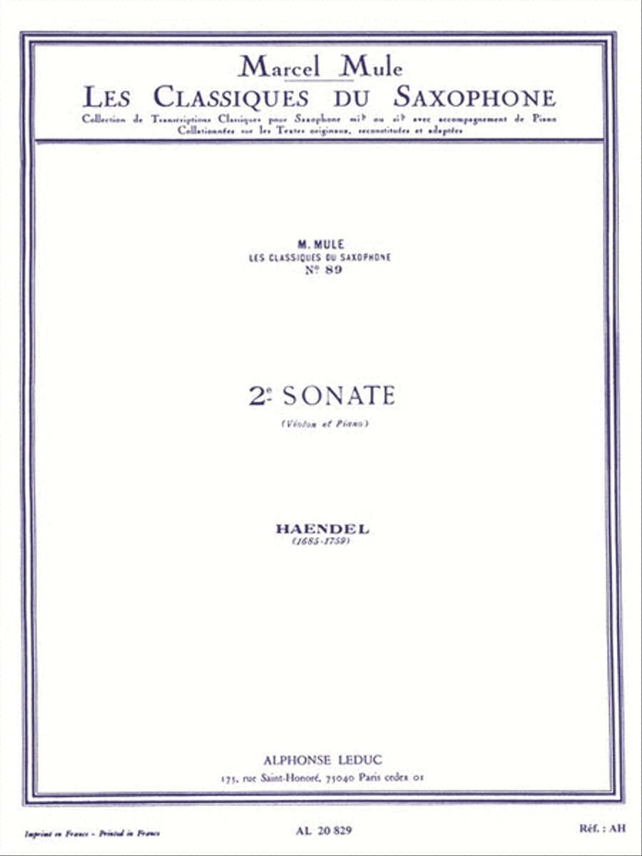 Sonata No.2 (classiques No.89) (saxophone-alto & Piano)