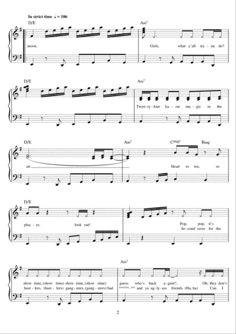 24K Magic Easy Piano scores gallery preview page 2