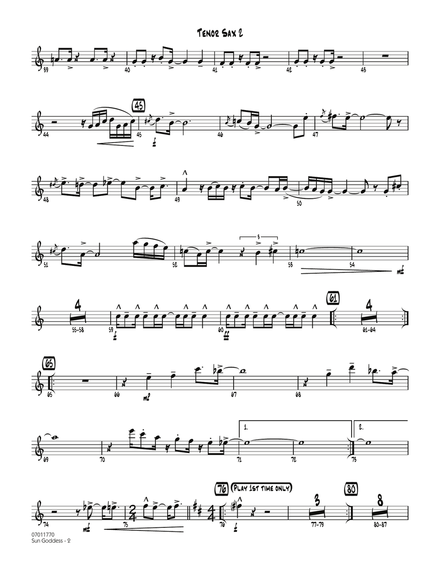 Sun Goddess - Tenor Sax 2 Jazz Ensemble scores gallery preview page 2