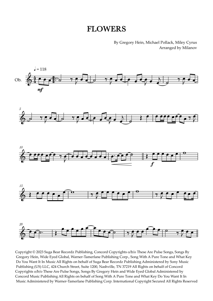 Flowers Oboe Solo scores gallery preview page 1
