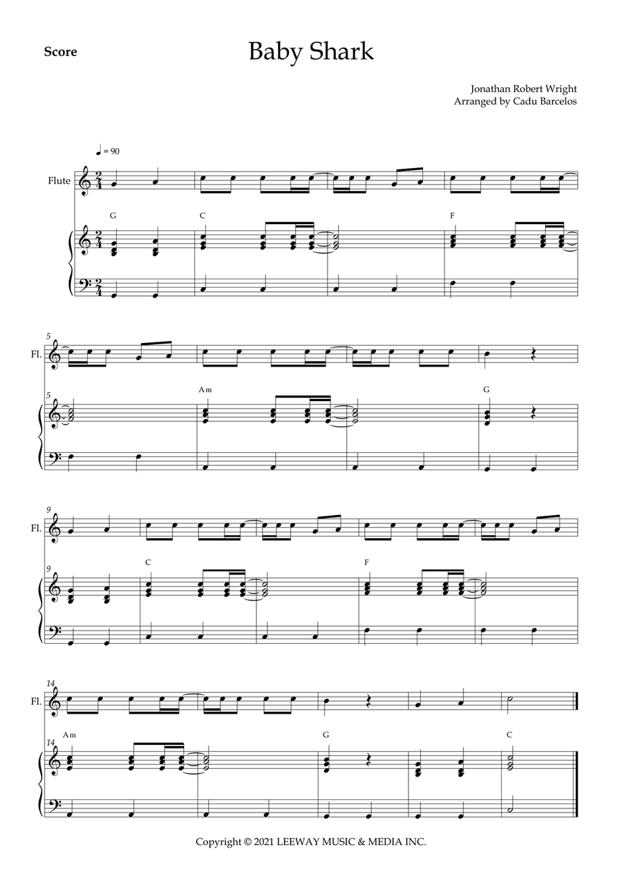 Baby Shark Flute scores gallery preview page 1