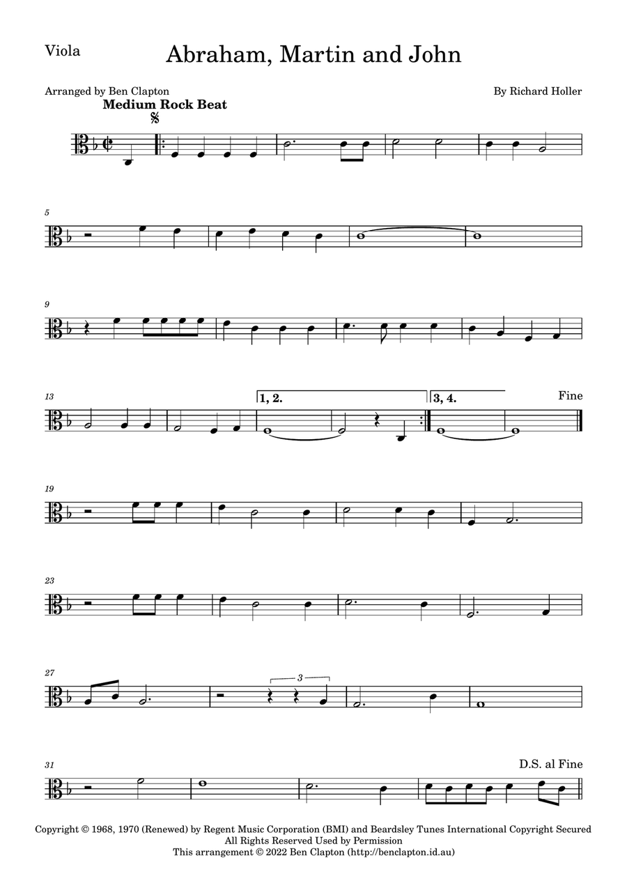 Abraham, Martin And John Viola Solo scores gallery preview page 1