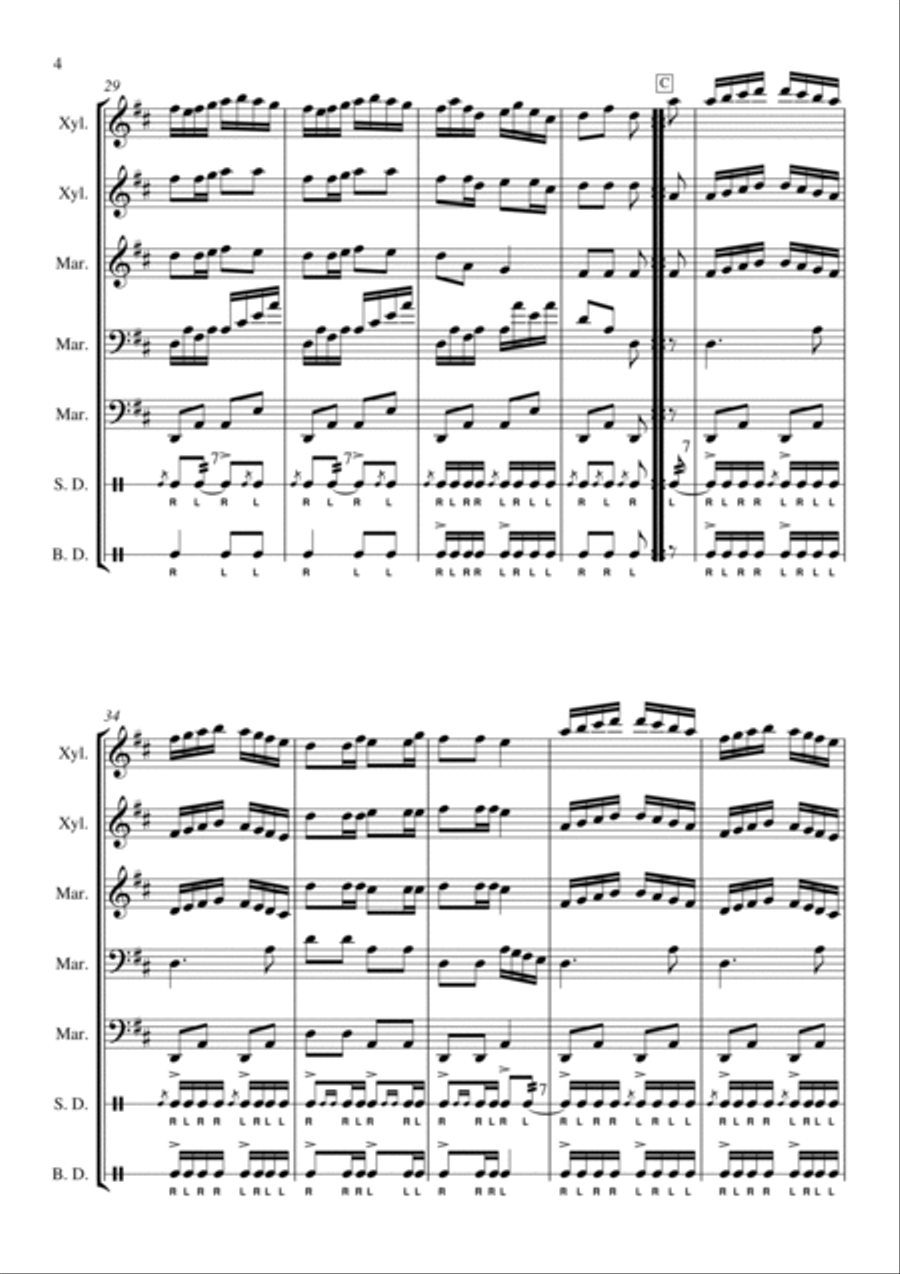 The Downfall of Paris for percussion septet Marching Band scores gallery preview page 4