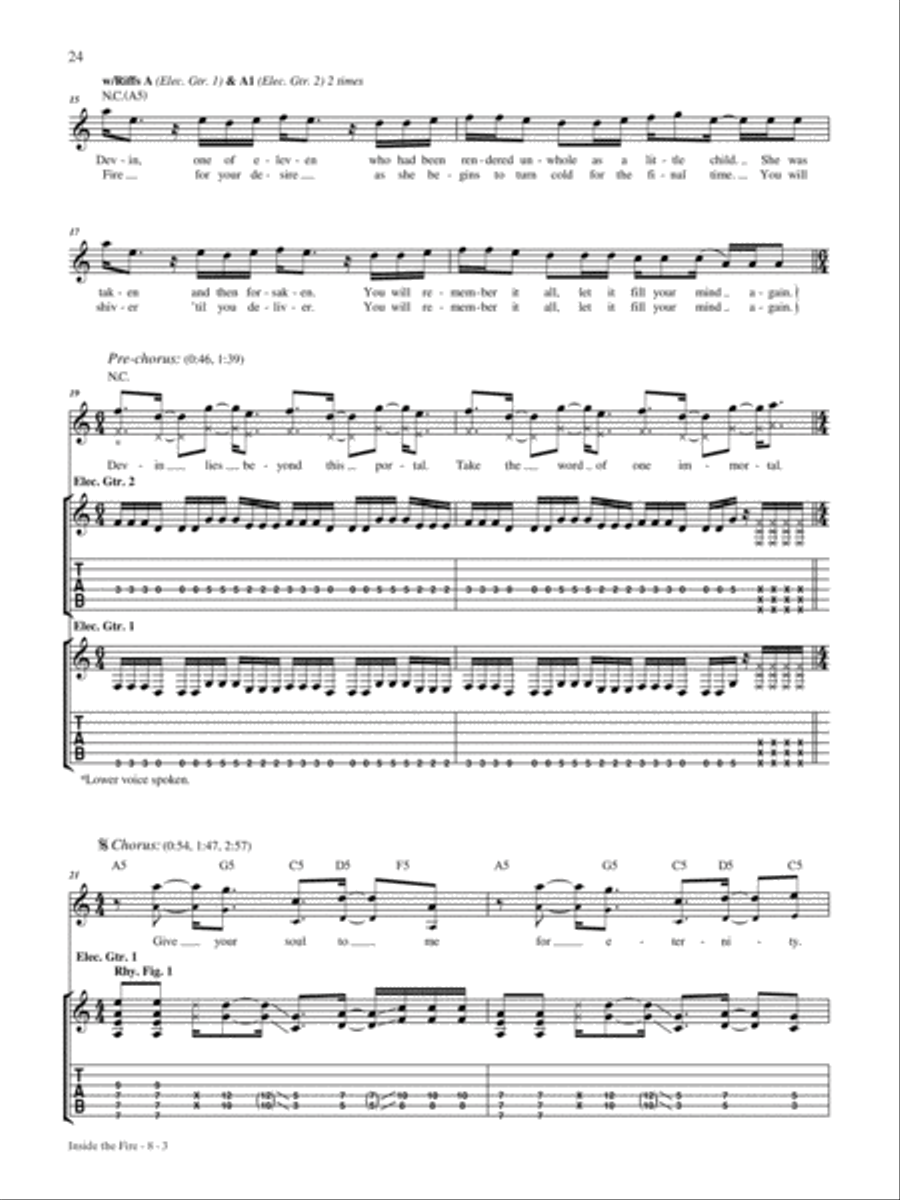 Inside the Fire Guitar Tablature scores gallery preview page 3