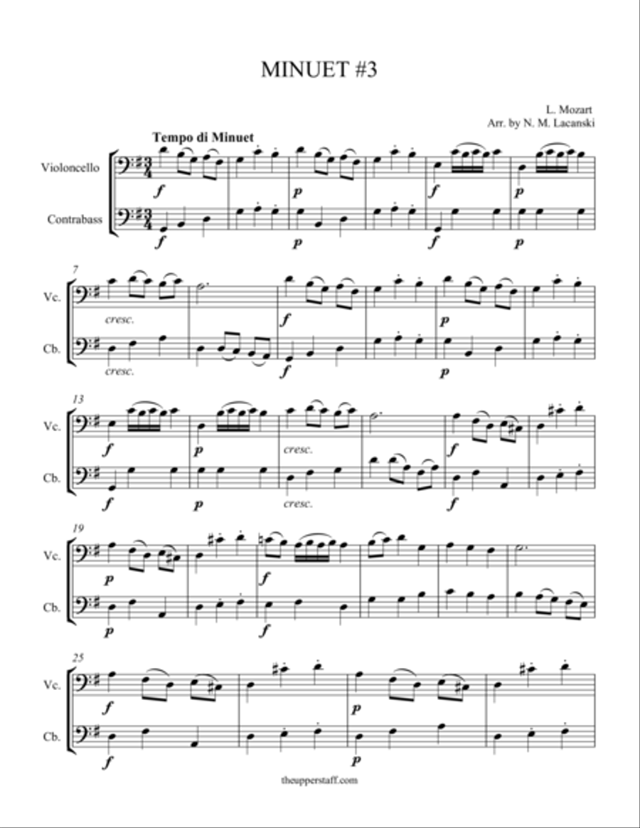 Minuet #3 String Duet scores gallery preview page 1