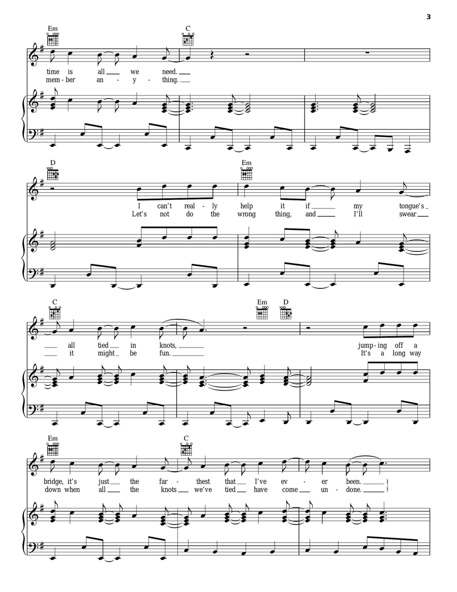 Follow You Down Piano, Vocal, Guitar scores gallery preview page 3