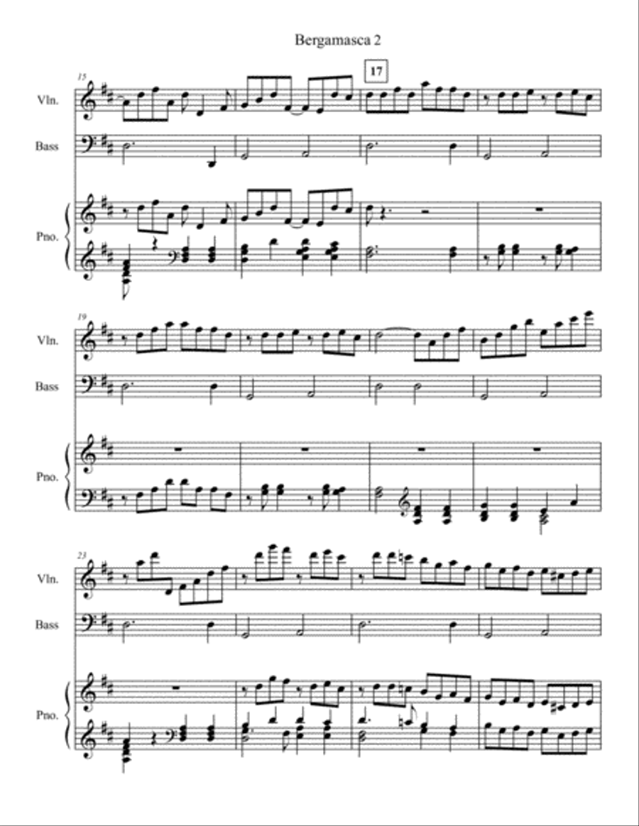 Antiche danze et arie per liuto, Suite No.2, IV. Bergamasca Double Bass scores gallery preview page 2