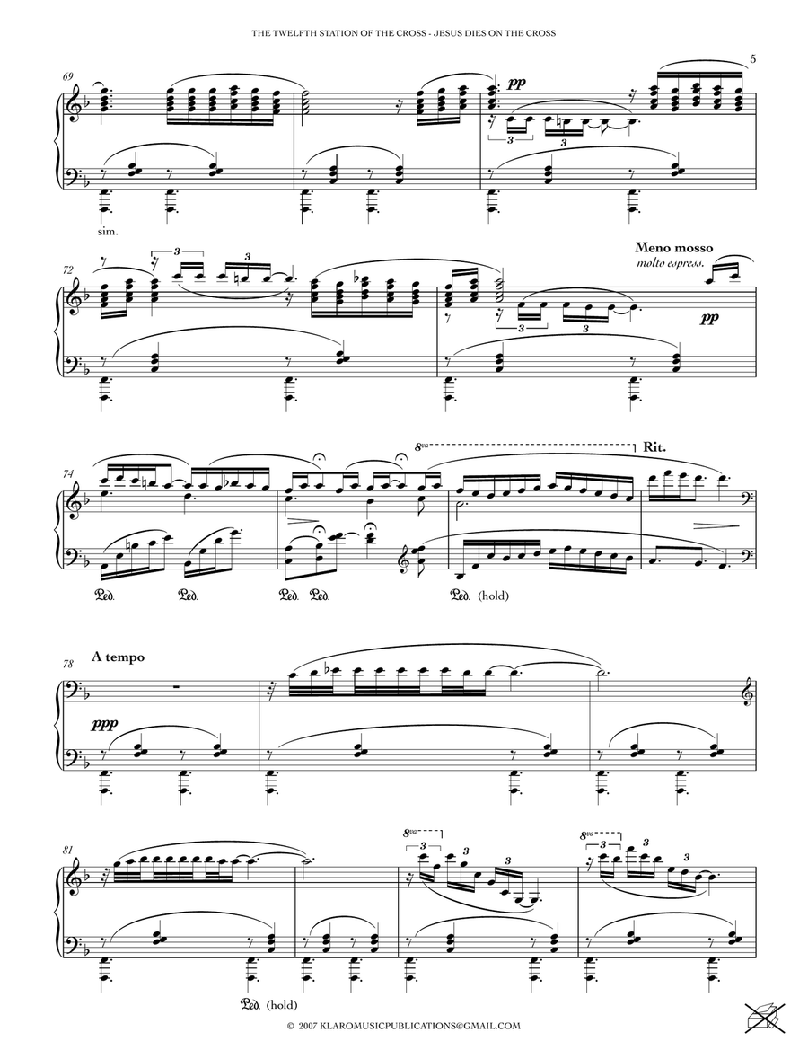 THE TWELFTH STATION OF THE CROSS - JESUS DIES ON THE CROSS Piano Solo scores gallery preview page 5