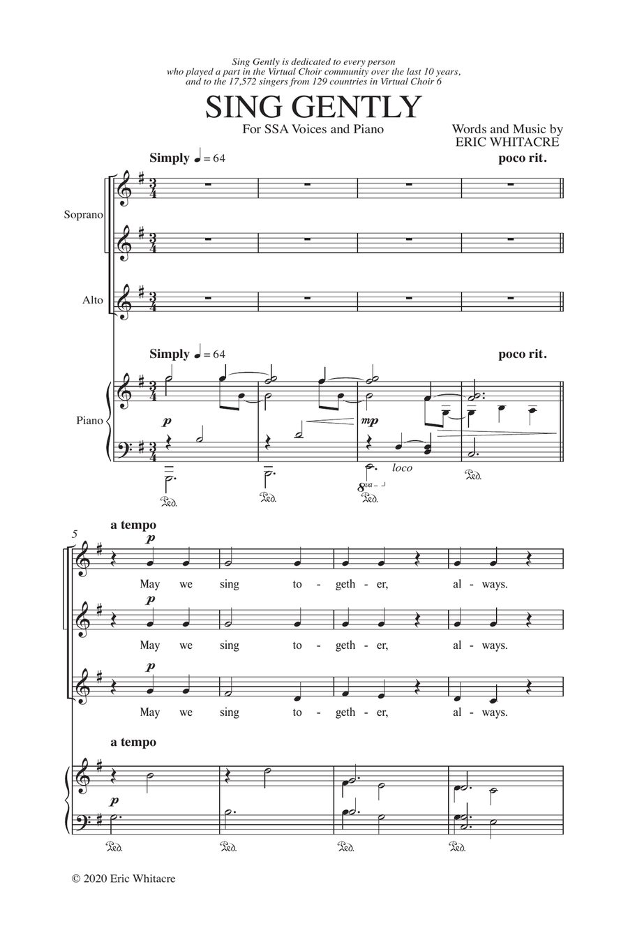 Sing Gently SSA scores gallery preview page 1