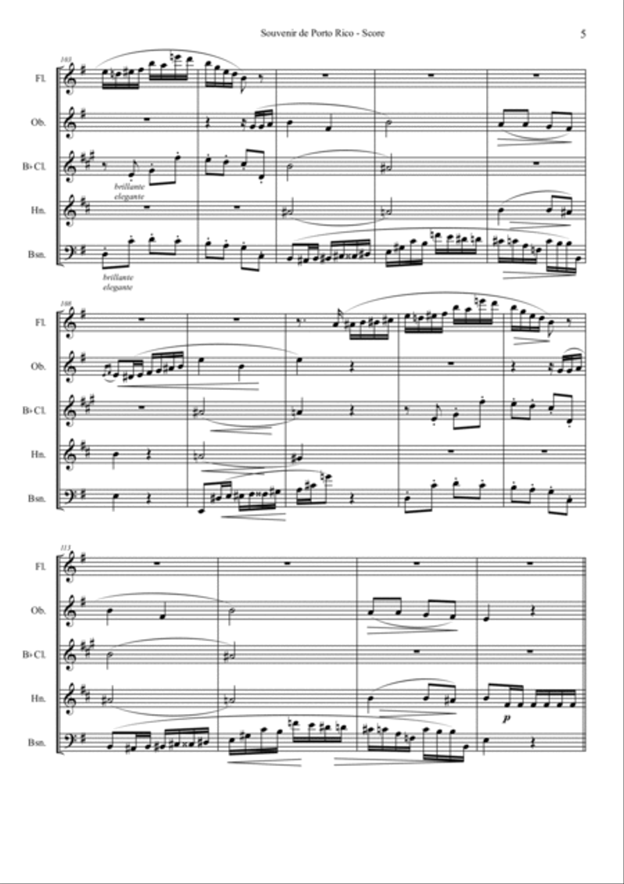 Souvenir de Porto Rico (Woodwind Quintet) Woodwind Quintet scores gallery preview page 5