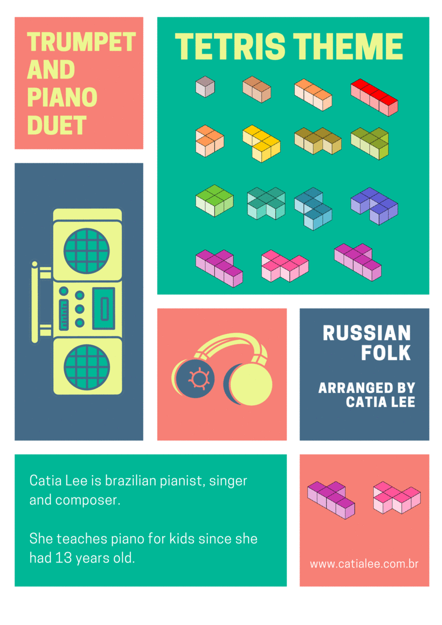 Tetris Theme for Trumpet and Piano Duet - Em Trumpet Duet scores gallery preview page 1