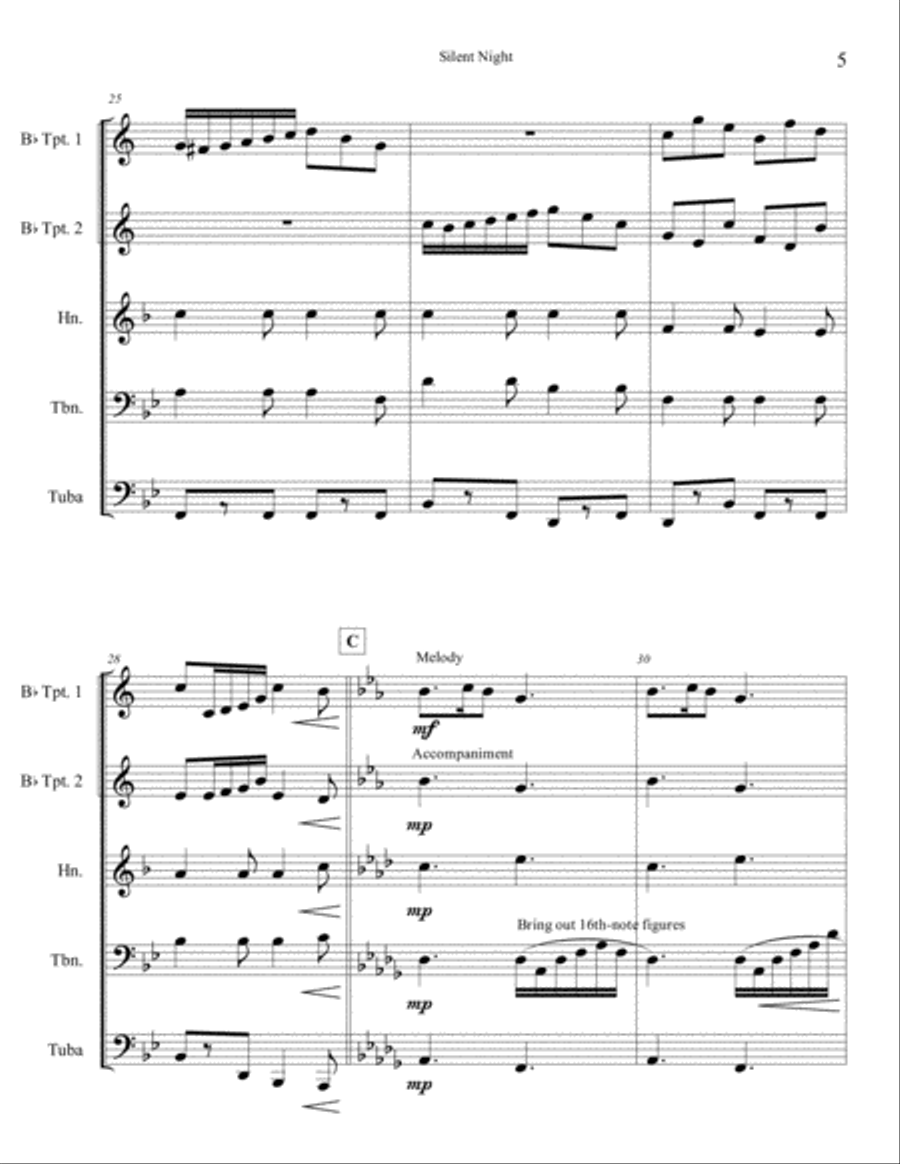 Silent Night Brass Ensemble scores gallery preview page 6