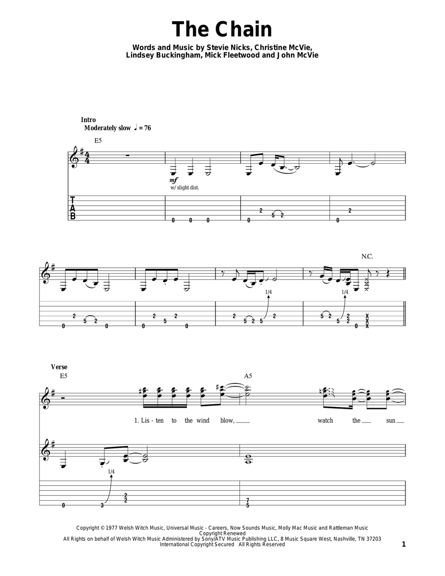 The Chain Acoustic Guitar scores gallery preview page 1