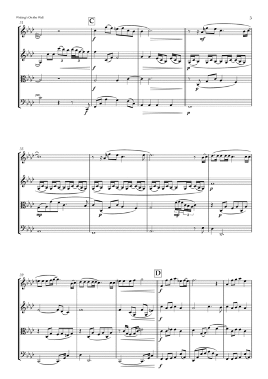 Writing's On The Wall from the film SPECTRE String Quartet scores gallery preview page 3