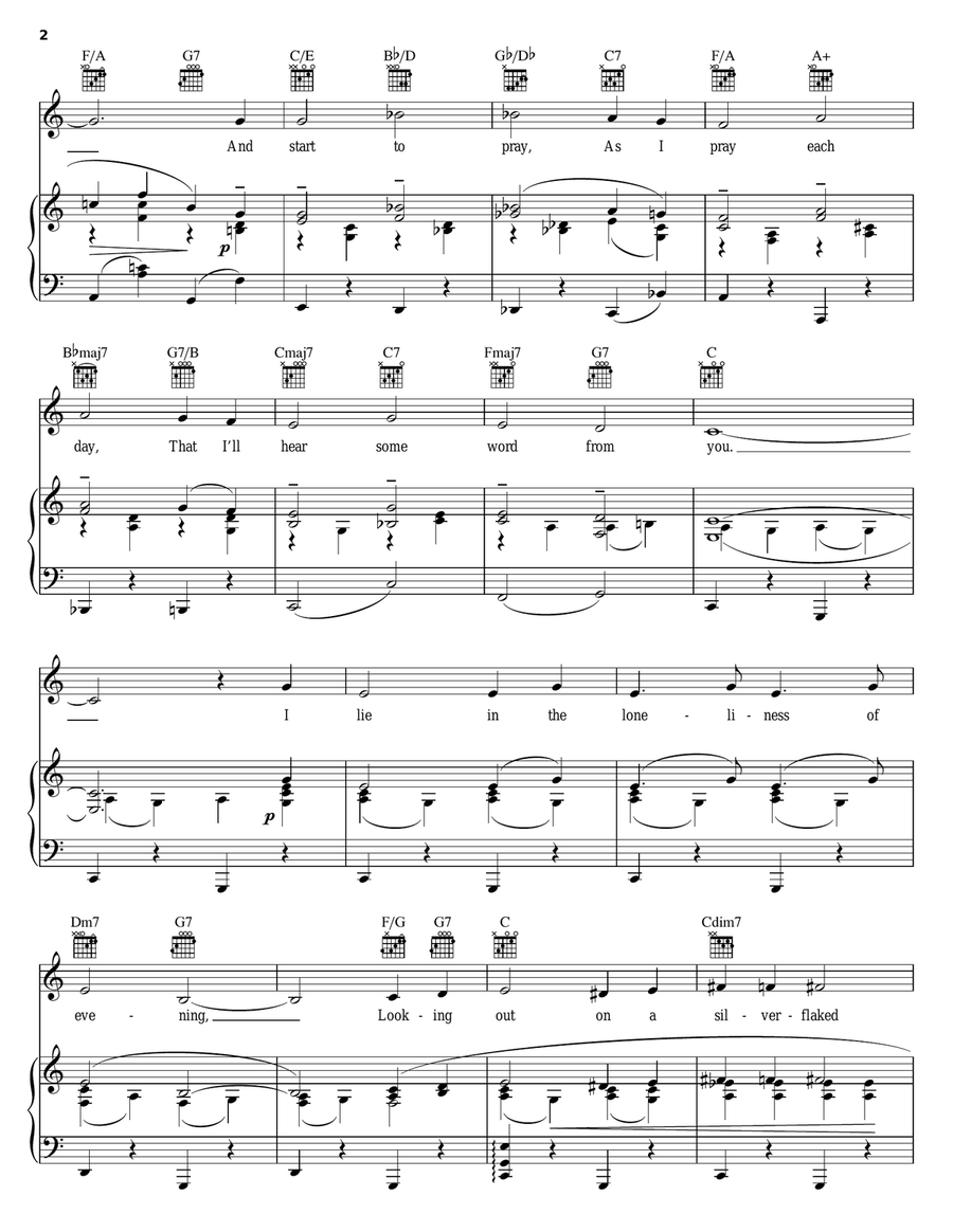 Loneliness Of Evening Piano, Vocal, Guitar scores gallery preview page 2