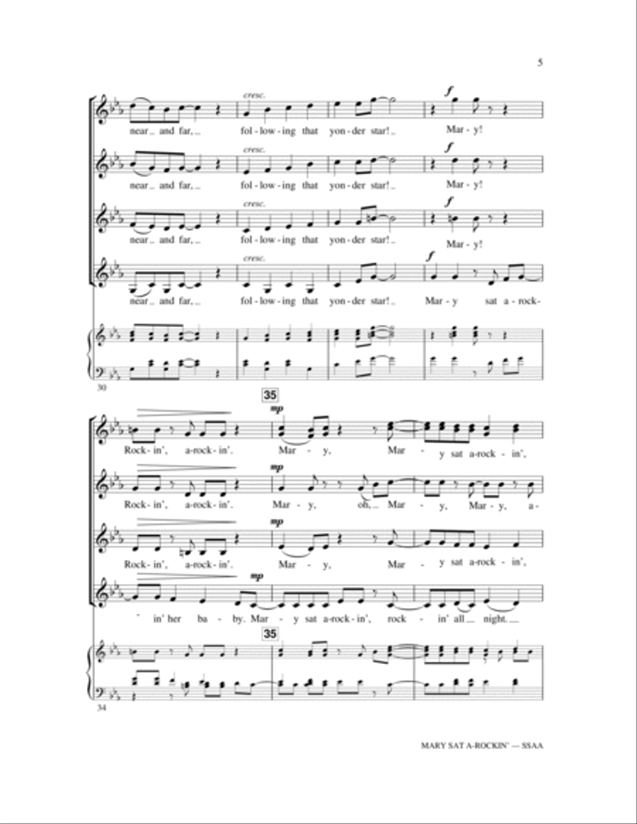 Mary Sat A-Rockin' SSA scores gallery preview page 5