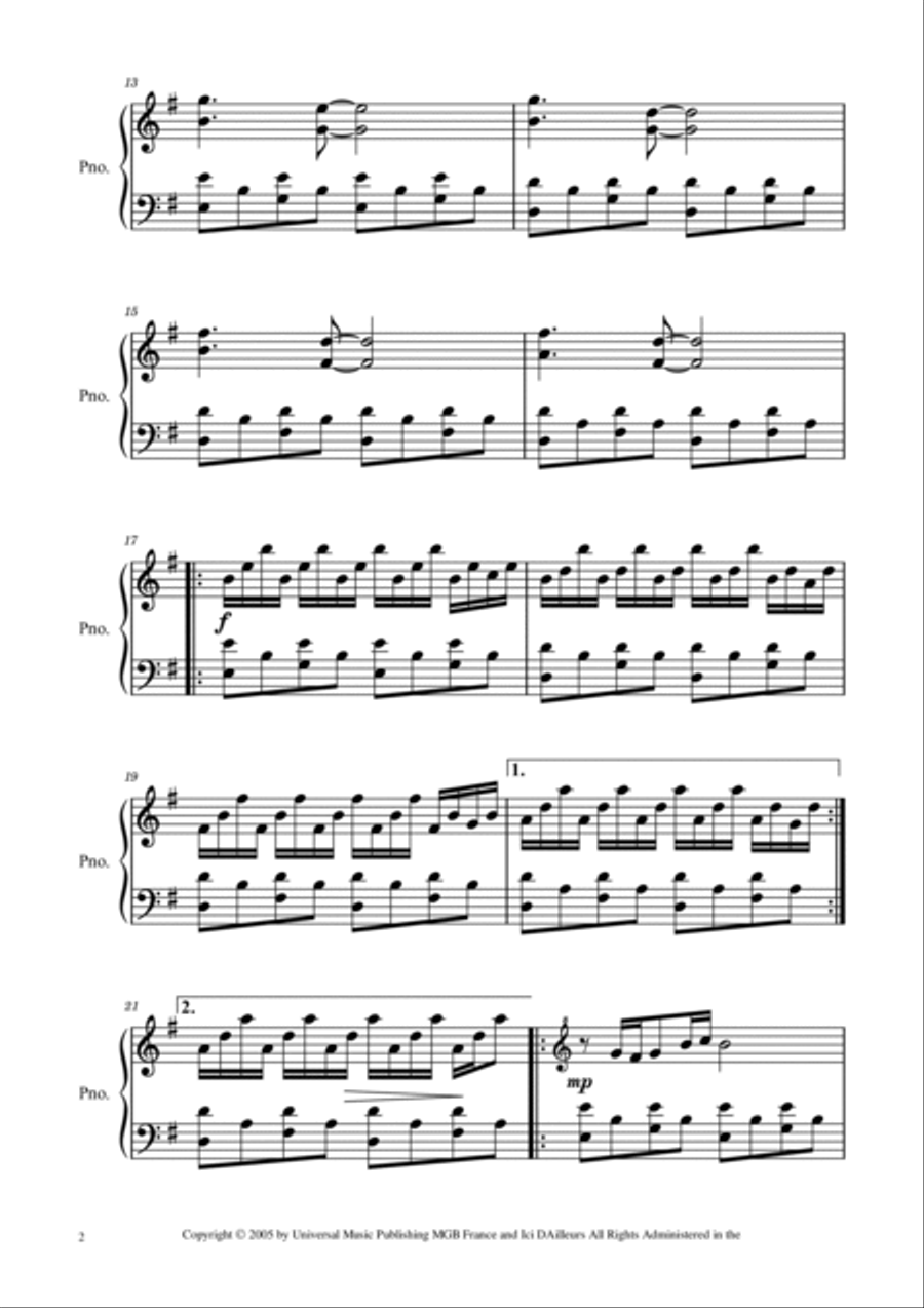 Comptine D'un Autre Été: L'après-midi Piano Solo scores gallery preview page 2