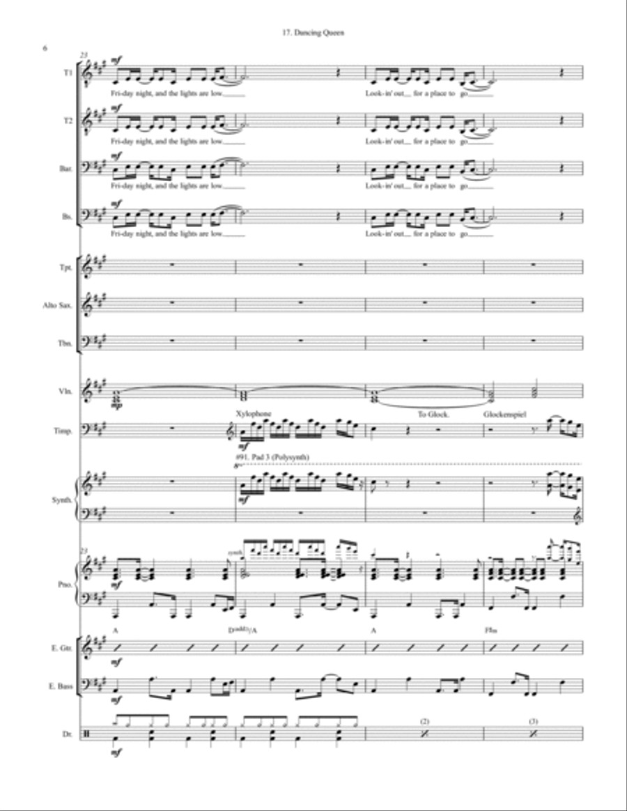 Dancing Queen Large Ensemble scores gallery preview page 6