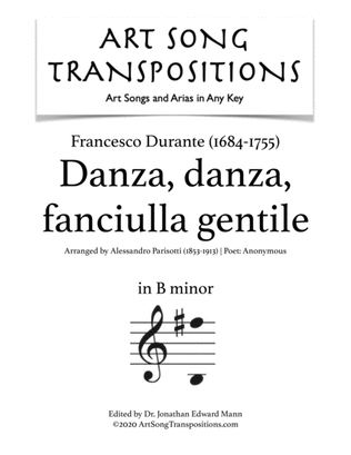 Book cover for DURANTE: Danza, danza, fanciulla gentile (transposed to B minor)