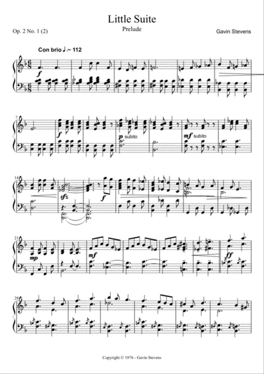 Prelude for piano (1976) Prelude for piano (1976) Piano Solo scores gallery preview page 1