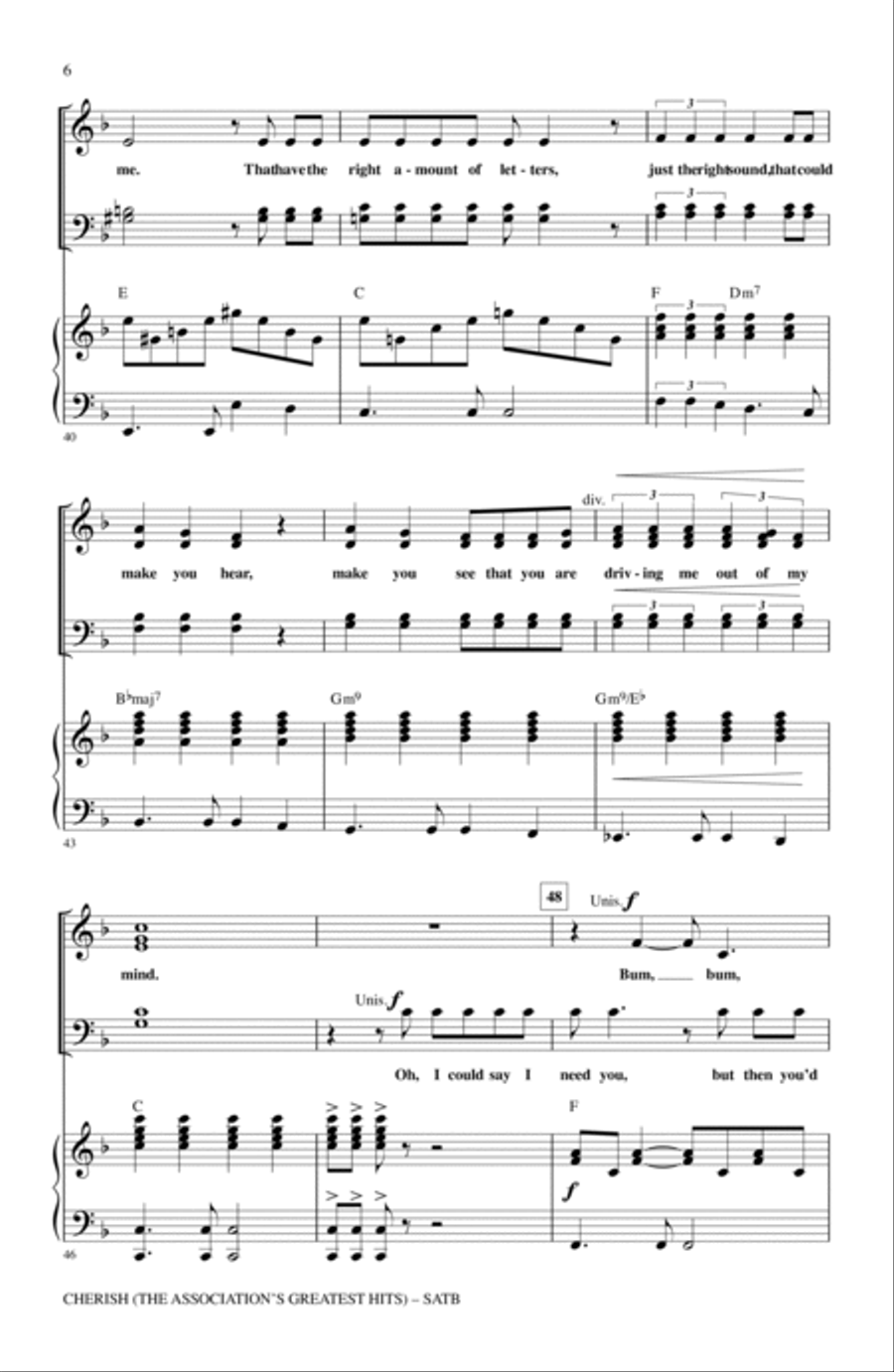 Cherish (The Association's Greatest Hits) 4-Part scores gallery preview page 5
