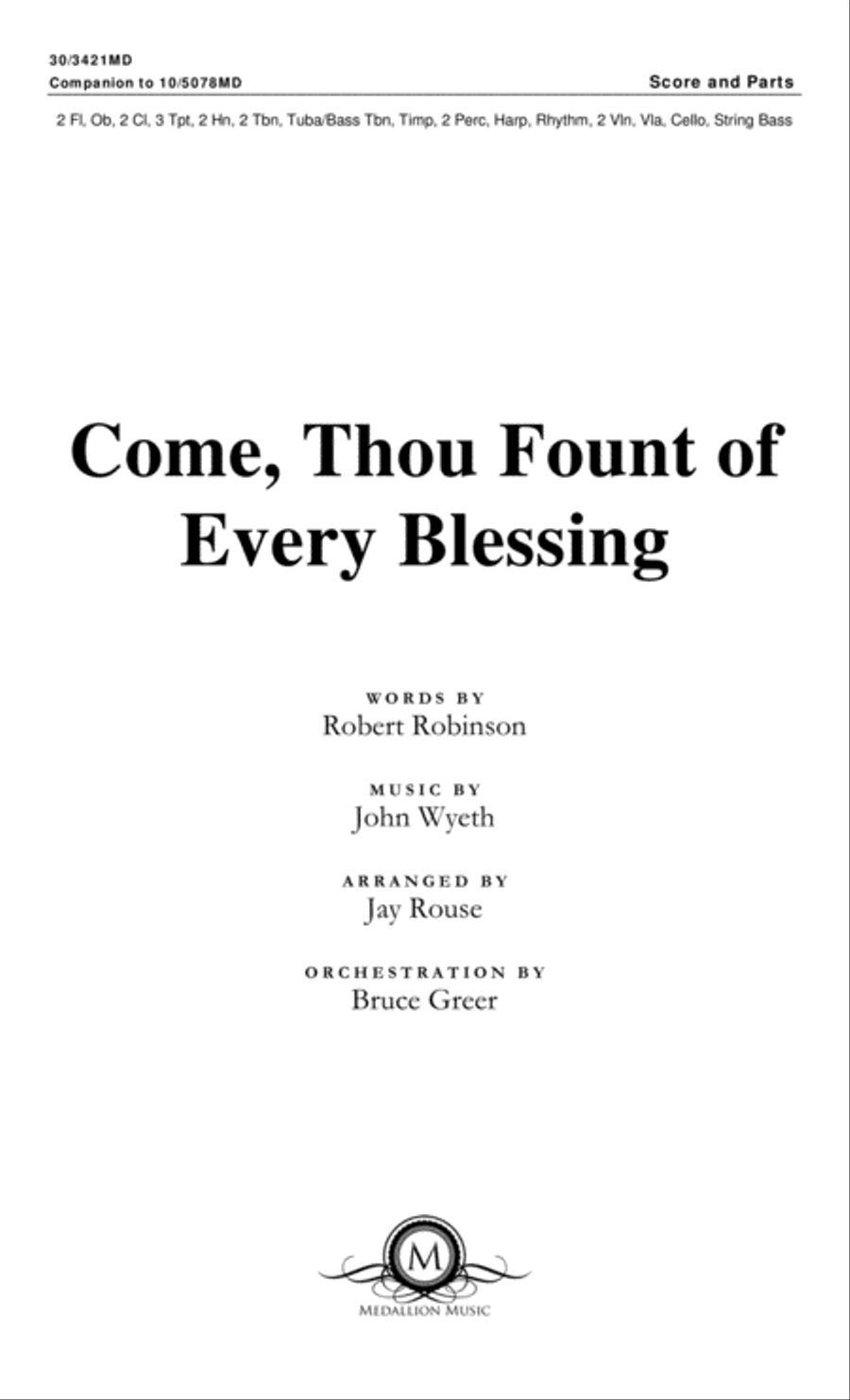 Come, Thou Fount of Every Blessing - Orchestral Score and Parts Choir scores gallery preview page 2