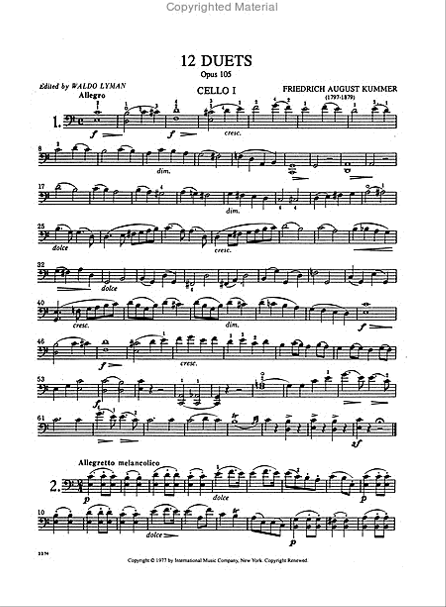 Twelve Duets, Opus 105 Twelve Duets, Opus 105 Cello scores gallery preview page 2