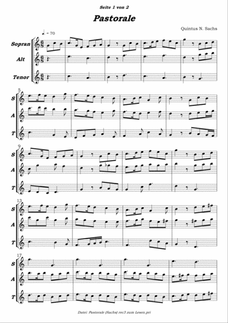 Pastorale Pastorale Woodwind Trio scores gallery preview page 1