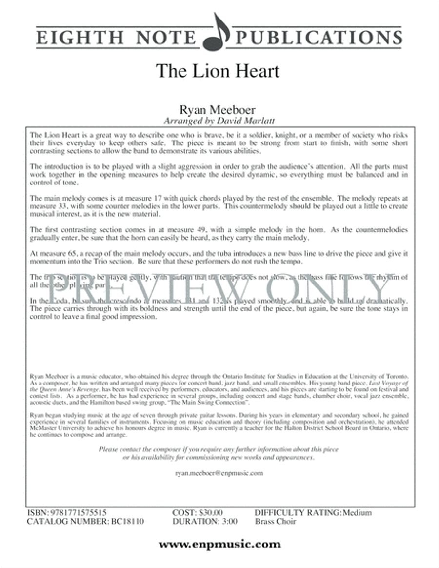 The Lion Heart Small Ensemble scores gallery preview page 2
